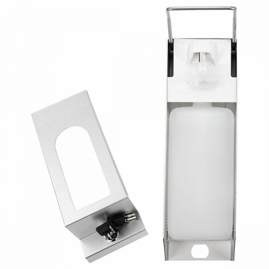 Диспенсер для жидкого мыла и антисептика Лайма, с замком, еврофлакон 1л, металл (X-CL268)