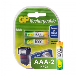 Аккумулятор GP AAA/HR03 (1.2 В, 1000 mAh) NiMH (блистер, 2шт.) (100AAAHC)