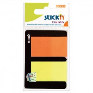Клейкие закладки пластиковые Hopax Stick'n, 2 цвета по 25л., 45х25мм (21039)