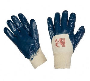 Перчатки защитные хлопковые с неполным нитриловым покрытием, манжета резинка, без размера, 1 пара
