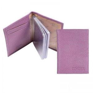 Визитница карманная Zinger Classik (на 36 визиток, натур.кожа, 110x69мм) фиолетовая (2 Р-19)