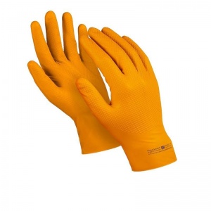 Перчатки одноразовые нитриловые КЩС Manipula Specialist Эксперт Техно, неопудренные, оранжевые (размер М), 25 пар в упаковке (DG-027)