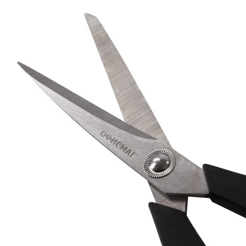 Ножницы Офисмаг Soft Grip 216мм, асимметричные ручки, остроконечные, черно-красные (231523)