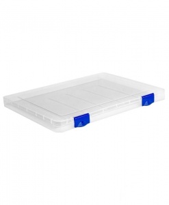 Контейнер для документов Стамм (А4, пластик, 230x305х23мм) прозрачный, синие защелки (ПД11)