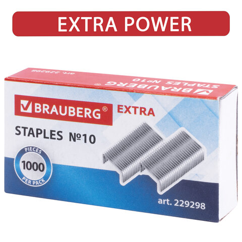 Скобы для степлеров Brauberg Extra, №10, оцинкованные, 1000шт., 40 уп. (229298)