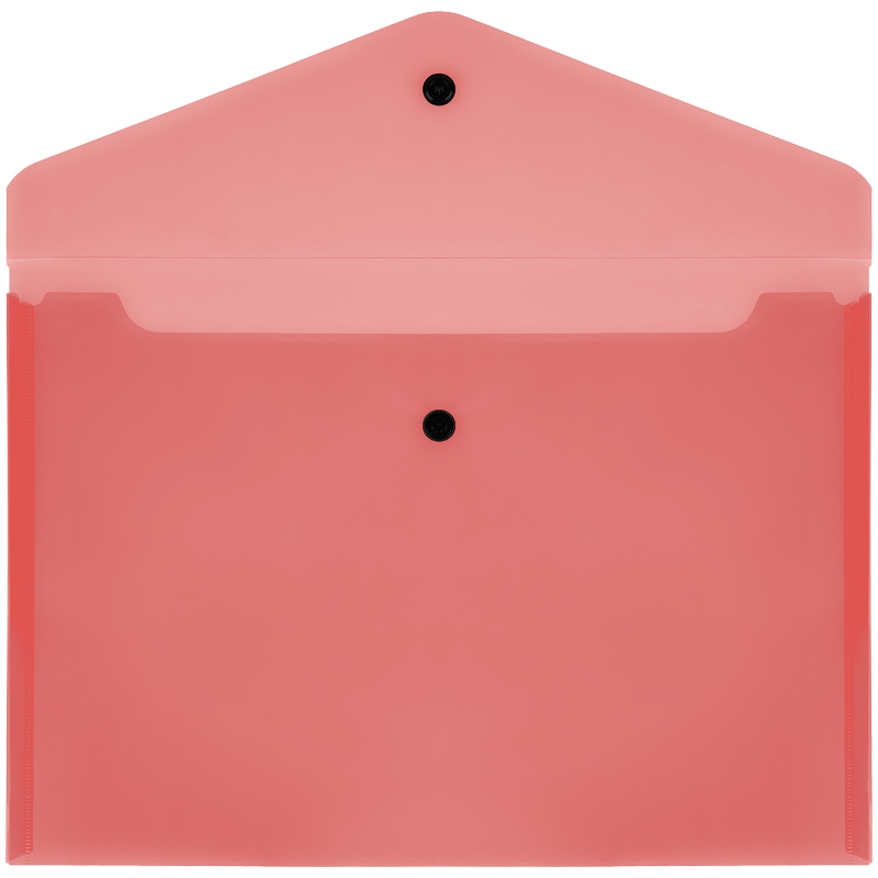 Папка-конверт на кнопке Стамм (А4, 150мкм, пластик) прозрачная, красная (ММ-32275), 10шт.