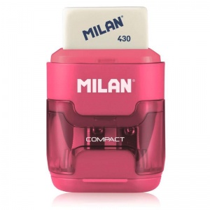 Точилка ручная пластиковая с ластиком Milan Compact (2 отверстия, с контейнером) 16шт. (4703116)