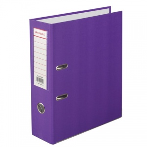 Папка с арочным механизмом Brauberg (80мм, А4, с уголком, картон/пвх) фиолетовая (227200)