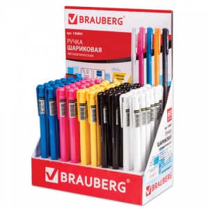 Ручка шариковая автоматическая Brauberg Hot hit (0.35мм, синий цвет чернил) в дисплее, 60шт. (140891)