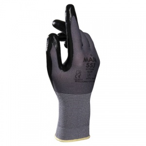 Перчатки защитные текстильные Mapa Ultrane 553, нитриловое покрытие (облив), размер 8 (M), черные, 1 пара