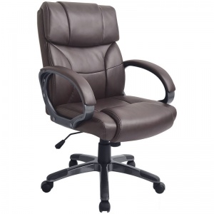 Кресло руководителя Helmi HL-E08 "Receipt", экокожа коричневая, пластик (274834)
