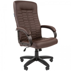 Кресло руководителя Helmi HL-E80 "Ornament", экокожа коричневая, мягкий подлокотник, пластик (279845)