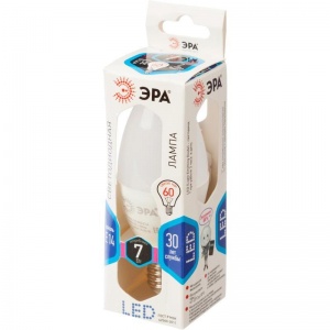 Лампа светодиодная Эра LED (7Вт, E14, свеча) холодный белый, 10шт. (B35-7w-840-E14)