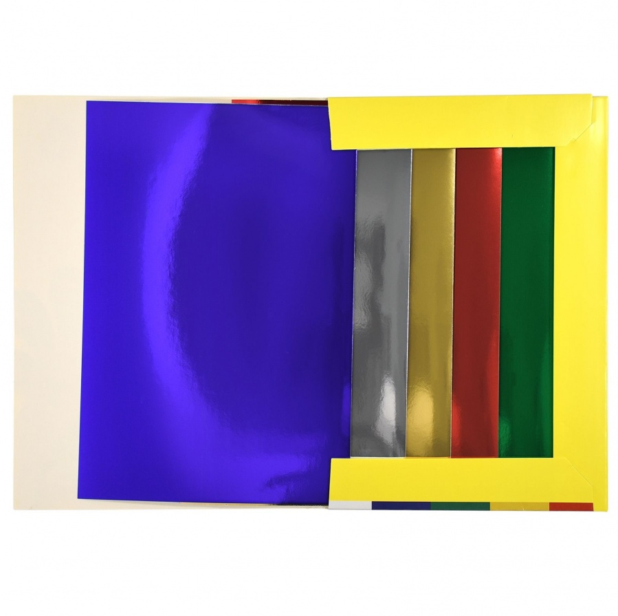 Картон цветной фольгированный Каляка-Маляка (5 листов, 5 цветов, А4) (КФКМ05)