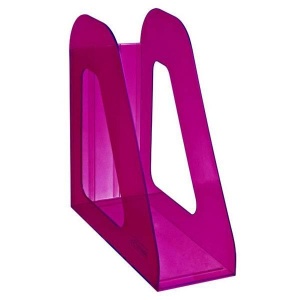 Лоток для бумаг вертикальный Стамм "Фаворит", 90мм, тонированный фиолетовый (слива) (ЛТ709)
