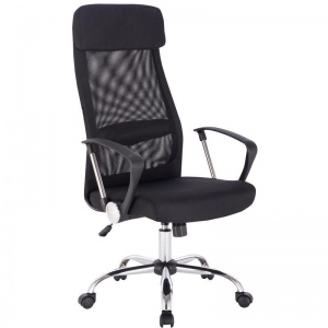 Кресло руководителя Easy Chair 589 TC, сетка/ткань черная, металл черный
