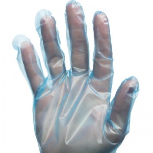 Перчатки одноразовые TPE Albens, размер универсальный, глянцевые, голубые, 50 пар в упаковке