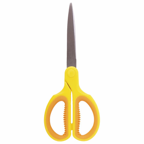 Ножницы Brauberg Extra 155мм, симметричные ручки, ребристые резиновые вставки, оранжево-желтые (236450), 24шт.
