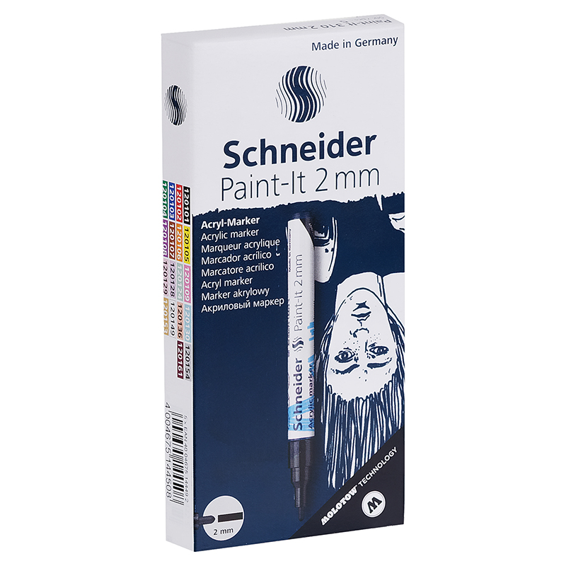 Маркер акриловый Schneider Paint-It 310 (2мм, круглый, белый) 5шт. (120149)