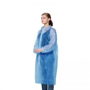 Мед.одежда Халат одноразовый процедурный на липучке, голубой, размер XL, 10шт.