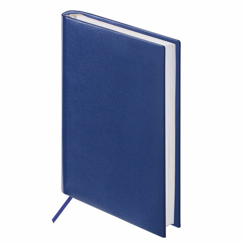 Ежедневник недатированный А6 Brauberg Select (160 листов) обложка кожзам, темно-синяя под зернистую кожу (123481)