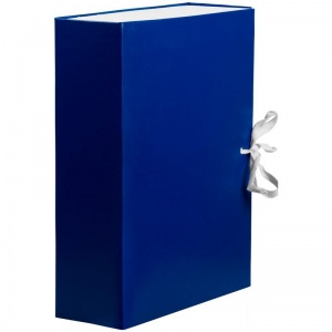 Короб архивный OfficeSpace (А4, 80мм, картон/бумвинил, разборный) синий (284719), 20шт.