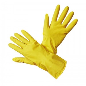 Перчатки латексные с хлопковым напылением, размер 7 (S), желтые, 1 пара, 12 уп.