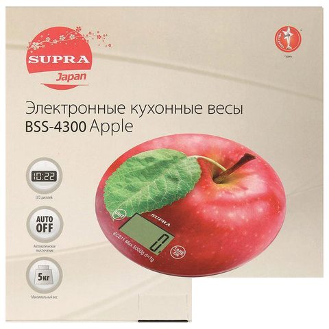Кухонные весы Supra BSS-4300 &quot;Яблоко&quot;, рисунок