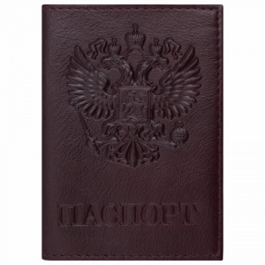 Обложка для паспорта Brauberg, натуральная кожа "Virginia", тиснение "Герб", темно-бордовая