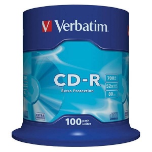 Оптический диск CD-R Verbatim 700Mb, 52х, cake box, 100шт.