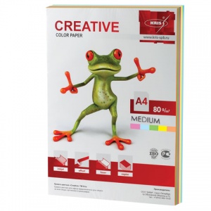 Бумага цветная А4 Creative Color медиум, 5 цветов по 20 листов, 80 г/кв.м, 100 листов (БОpr-100r)
