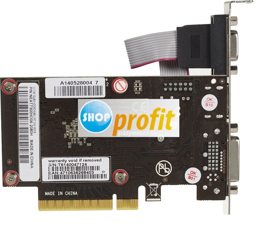 Видеокарта PCI-E 2.0 Palit GeForce GT 730, NEAT7300HD06-2080H, 1Гб, DDR3, Low Profile, oem (NEAT7300HD06-2080H BULK)
