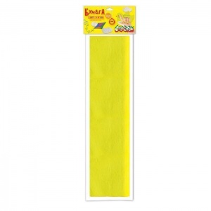Бумага цветная крепированная Каляка-Маляка, 50x250см, 32 г/кв.м, желтая, флуоресцентная, в пакете, 1 лист