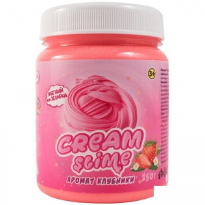 Слайм (лизун) Cream-Slime, розовый, с ароматом клубники, 250г (SF02-S)