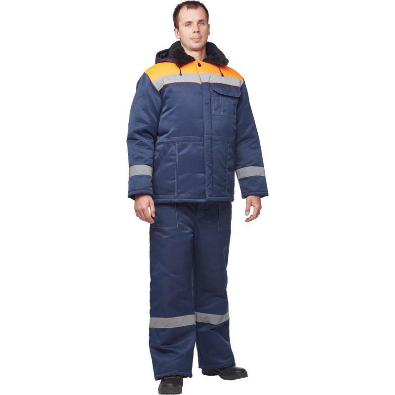 Спец.одежда Куртка зимняя мужская з32-КУ с СОП, синий/оранжевый смесовая (размер 44-46, рост 170-176)