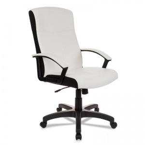 Кресло руководителя Бюрократ Dominus WH, экокожа/ткань белая/черная, пластик/металл