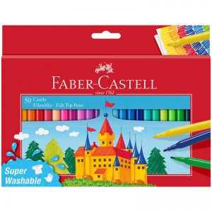 Набор фломастеров 50 цветов Faber-Castell "Замок" (линия 1мм, смываемые) картон.уп. (554204)