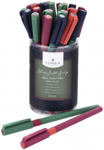 Ручка шариковая Lorex Dark Velvet Slim Soft Grip (0.5мм, синий цвет чернил, масляная основа, круглый прорезин. корпус) 24шт.