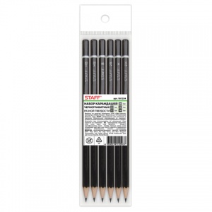 Набор чернографитных (простых) карандашей Staff (2Н-2В, без ластика, заточенные) 6шт., 120 уп. (181254)