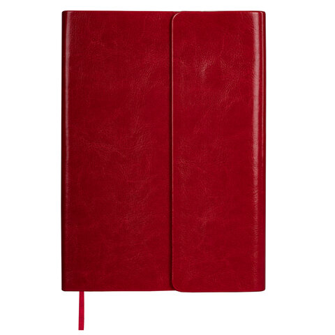 Ежедневник недатированный А5 Brauberg Magnetic X (160 листов) кожзам красный, с магнитным клапаном (113281)