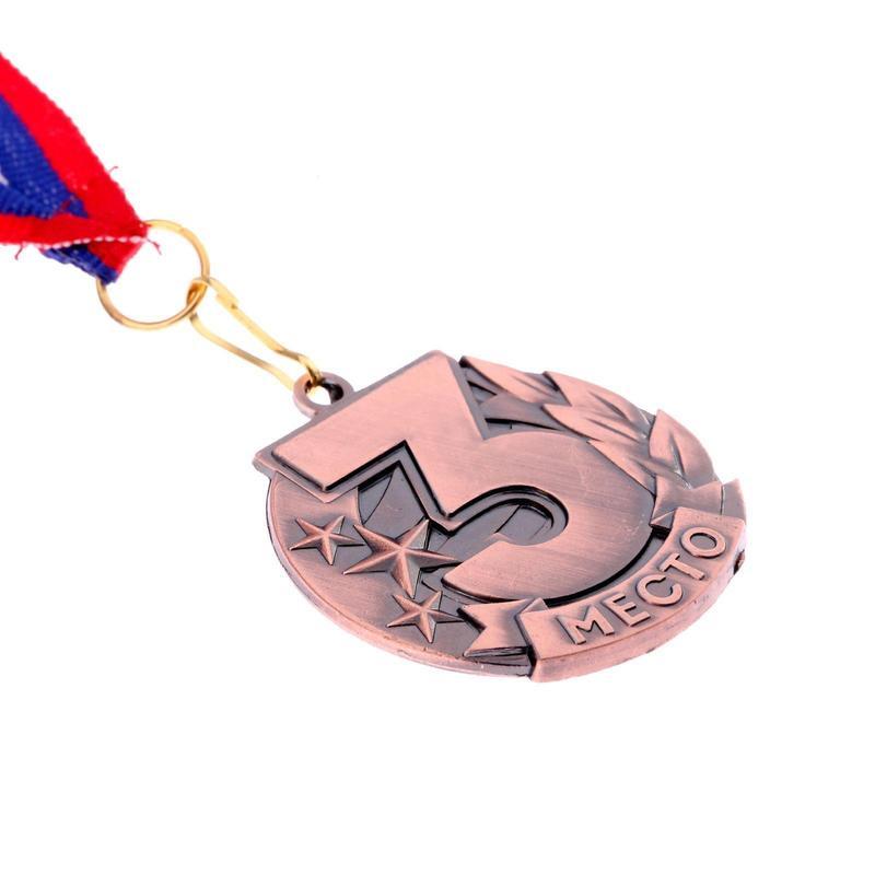 Медаль металлическая 3 место Бронза с лентой Триколор 1919301 (диаметр 4.6см)