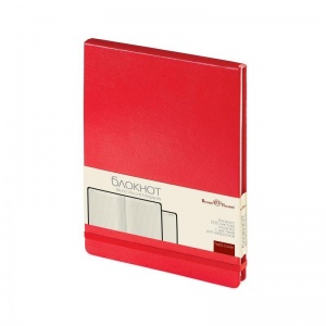 Бизнес-блокнот А5 Bruno Visconti, 100 листов, клетка, твердая обложка, балакрон, открытие вверх, красный (3-103/04)