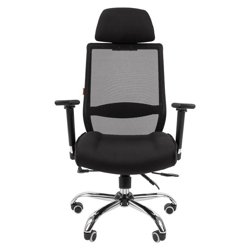 Кресло руководителя Chairman 555 LUX, сетка/ткань черная, хром