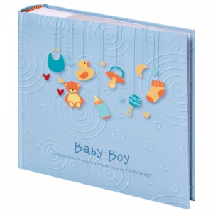 Фотоальбом Brauberg "Baby Boy", на 200 фото 10х15см, твердая обложка, бумажная страница, бокс, голубой