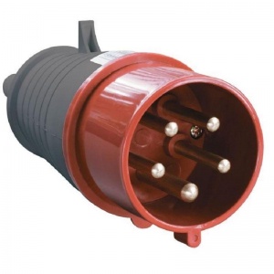 Вилка электрическая IEK ССИ-025 с заземлением прямая 32А IP44, серая/красная (PSR02-032-5)