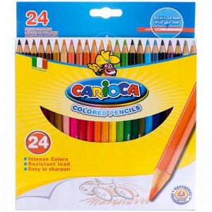 Карандаши цветные 24 цвета Carioca (L=175мм, D=7мм, d=3мм, 6гр) картонная упаковка (40381), 6 уп.