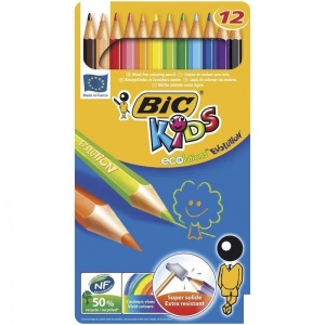 Карандаши цветные 12 цветов BIC Kids ECOlutions Evolution (L=175мм, D=5мм, d=3.2мм, 6гр) метал. коробка (890287)