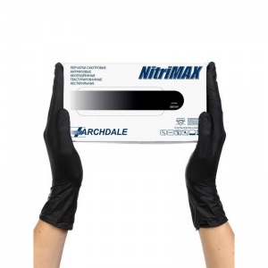Перчатки одноразовые нитриловые смотровые NitriMax, нестерильные, неопудренные, размер XS (5-6), черные, 50 пар