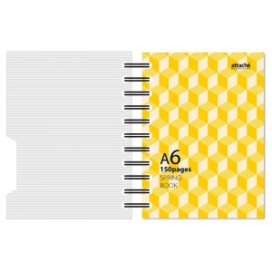 Бизнес-тетрадь А6 Attache Selection Spring Book, 150 листов, желтая, клетка, на спирали, пластик (135х144мм), 28шт.