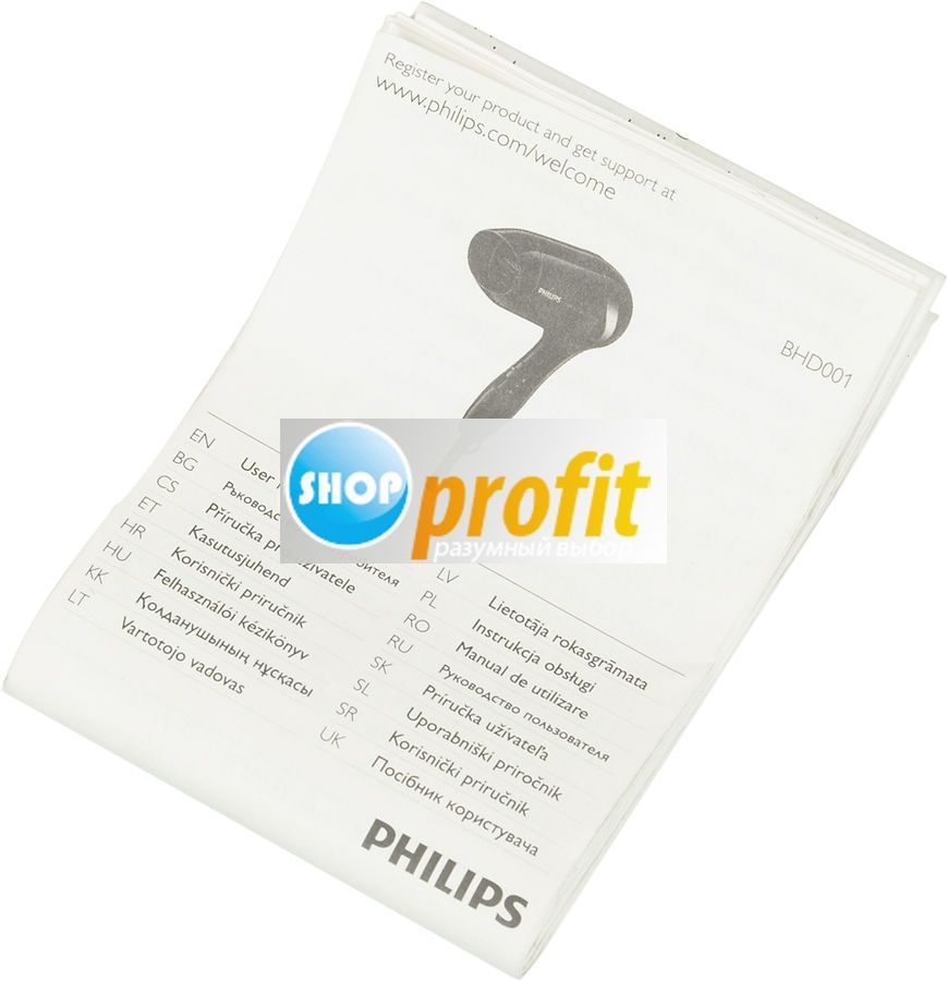 Фен Philips BHD001/00, 1200Вт, черный (BHD001/00)